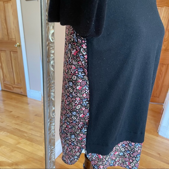 LOFT Floral mixed media black sweater. Small - Picture 3 of 6